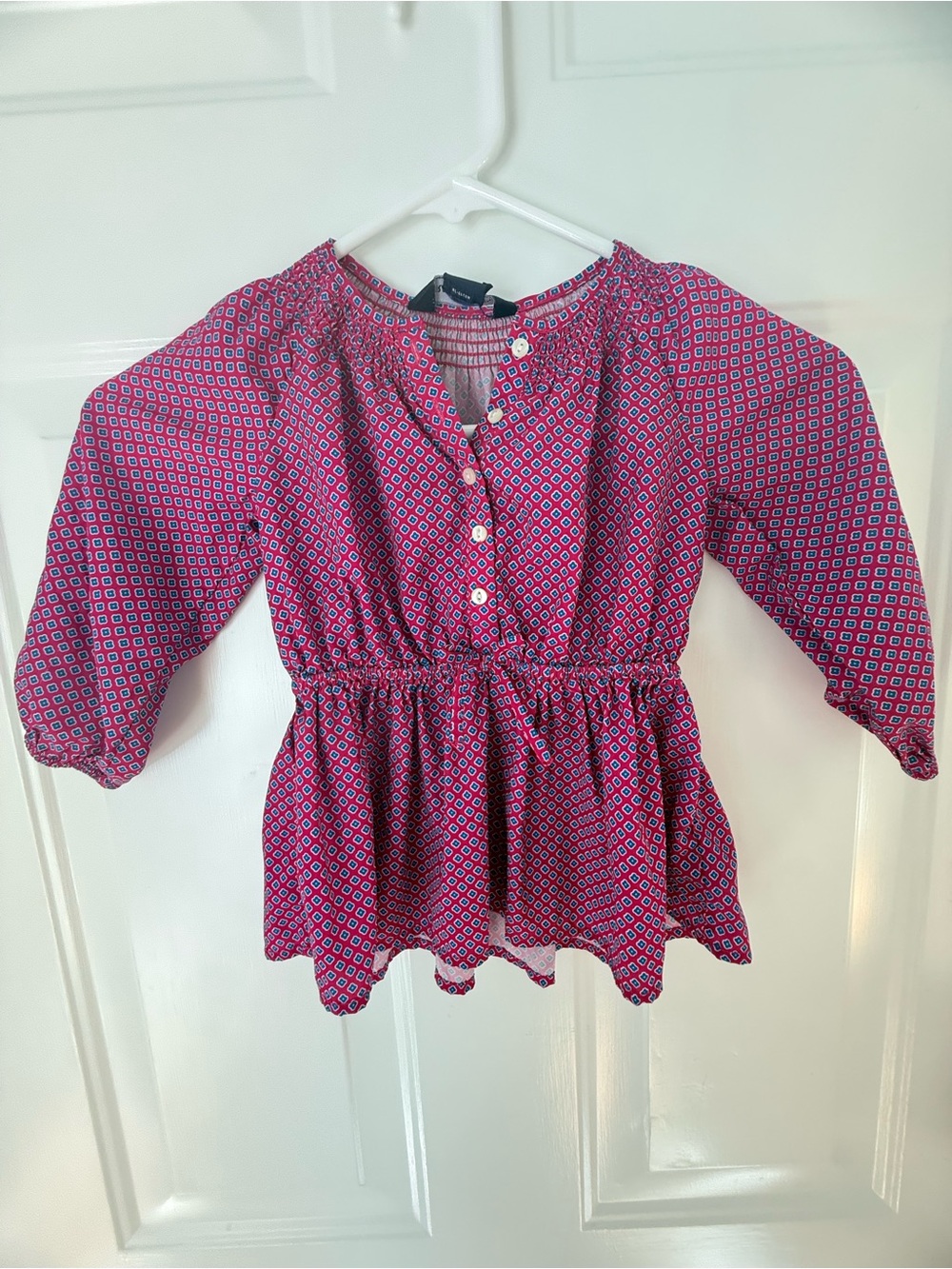 Ralph Lauren Pink Geometric Peplum Blouse